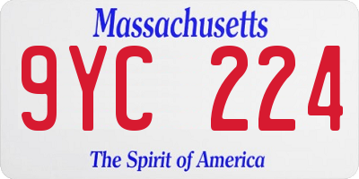 MA license plate 9YC224