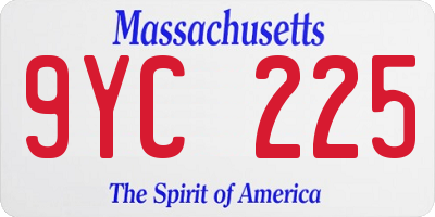 MA license plate 9YC225