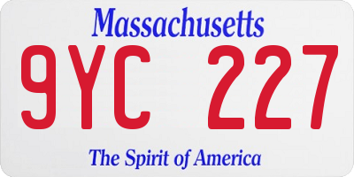 MA license plate 9YC227