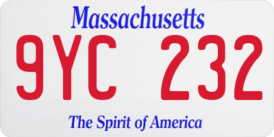 MA license plate 9YC232