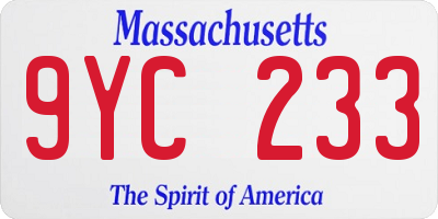 MA license plate 9YC233
