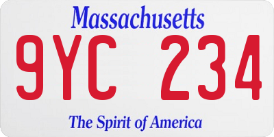MA license plate 9YC234