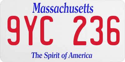 MA license plate 9YC236