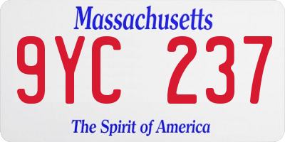 MA license plate 9YC237