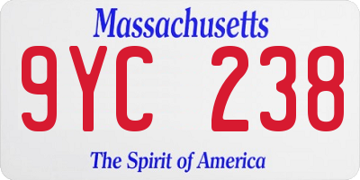 MA license plate 9YC238