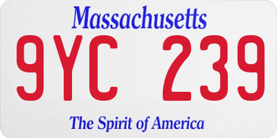 MA license plate 9YC239