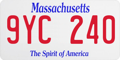 MA license plate 9YC240