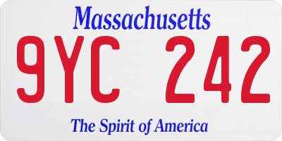 MA license plate 9YC242
