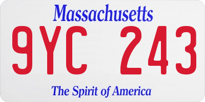 MA license plate 9YC243