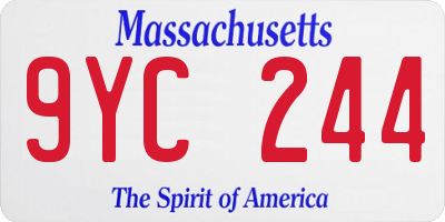 MA license plate 9YC244