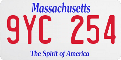 MA license plate 9YC254