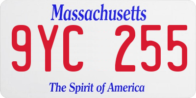 MA license plate 9YC255