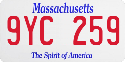MA license plate 9YC259