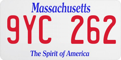 MA license plate 9YC262