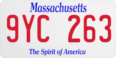 MA license plate 9YC263