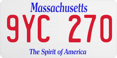 MA license plate 9YC270