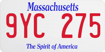 MA license plate 9YC275