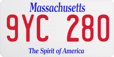 MA license plate 9YC280
