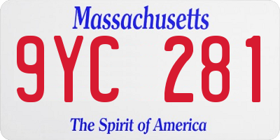 MA license plate 9YC281