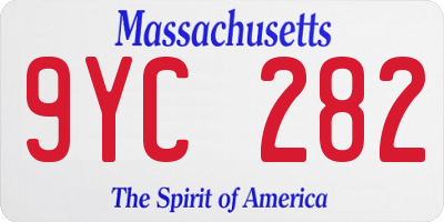 MA license plate 9YC282