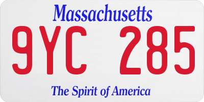 MA license plate 9YC285