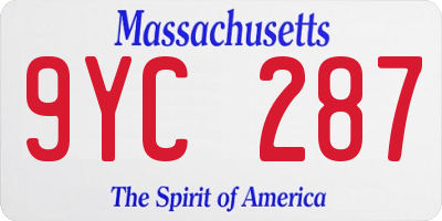 MA license plate 9YC287