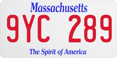 MA license plate 9YC289