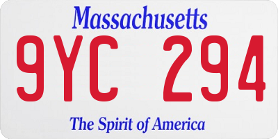 MA license plate 9YC294