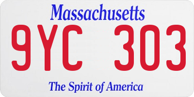 MA license plate 9YC303