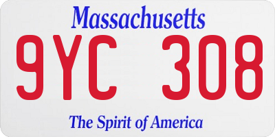 MA license plate 9YC308
