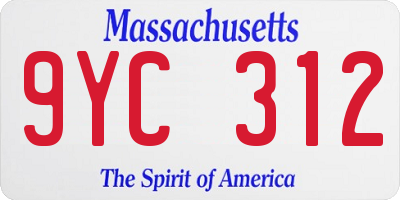 MA license plate 9YC312