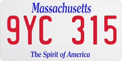 MA license plate 9YC315