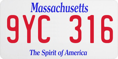 MA license plate 9YC316
