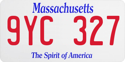 MA license plate 9YC327