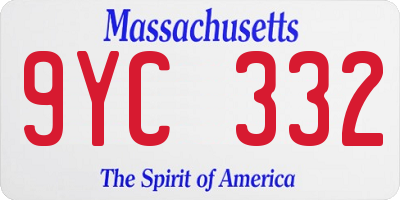 MA license plate 9YC332