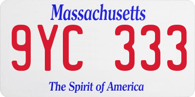 MA license plate 9YC333