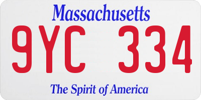 MA license plate 9YC334