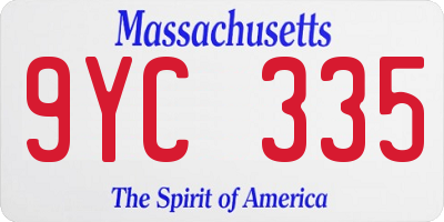 MA license plate 9YC335