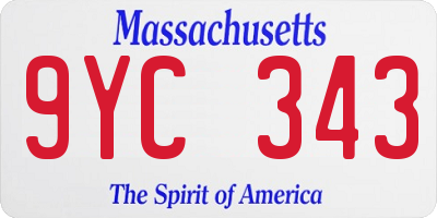 MA license plate 9YC343