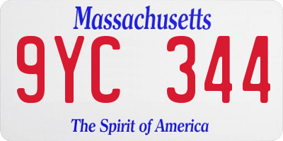 MA license plate 9YC344