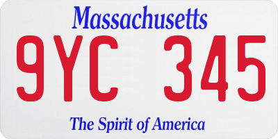 MA license plate 9YC345