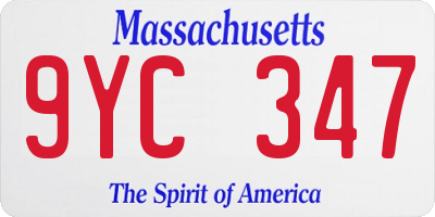 MA license plate 9YC347