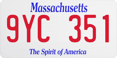 MA license plate 9YC351
