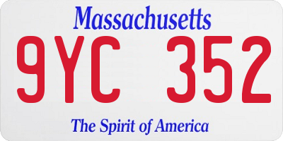 MA license plate 9YC352
