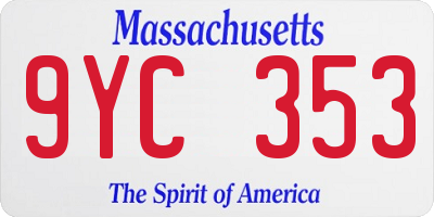 MA license plate 9YC353