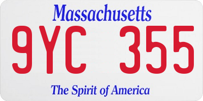 MA license plate 9YC355