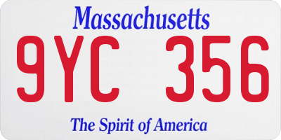 MA license plate 9YC356