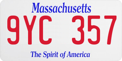 MA license plate 9YC357
