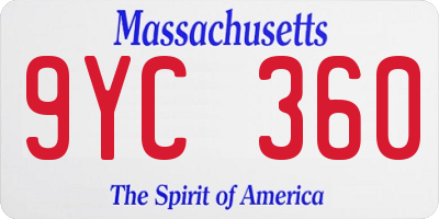 MA license plate 9YC360