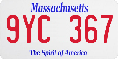 MA license plate 9YC367